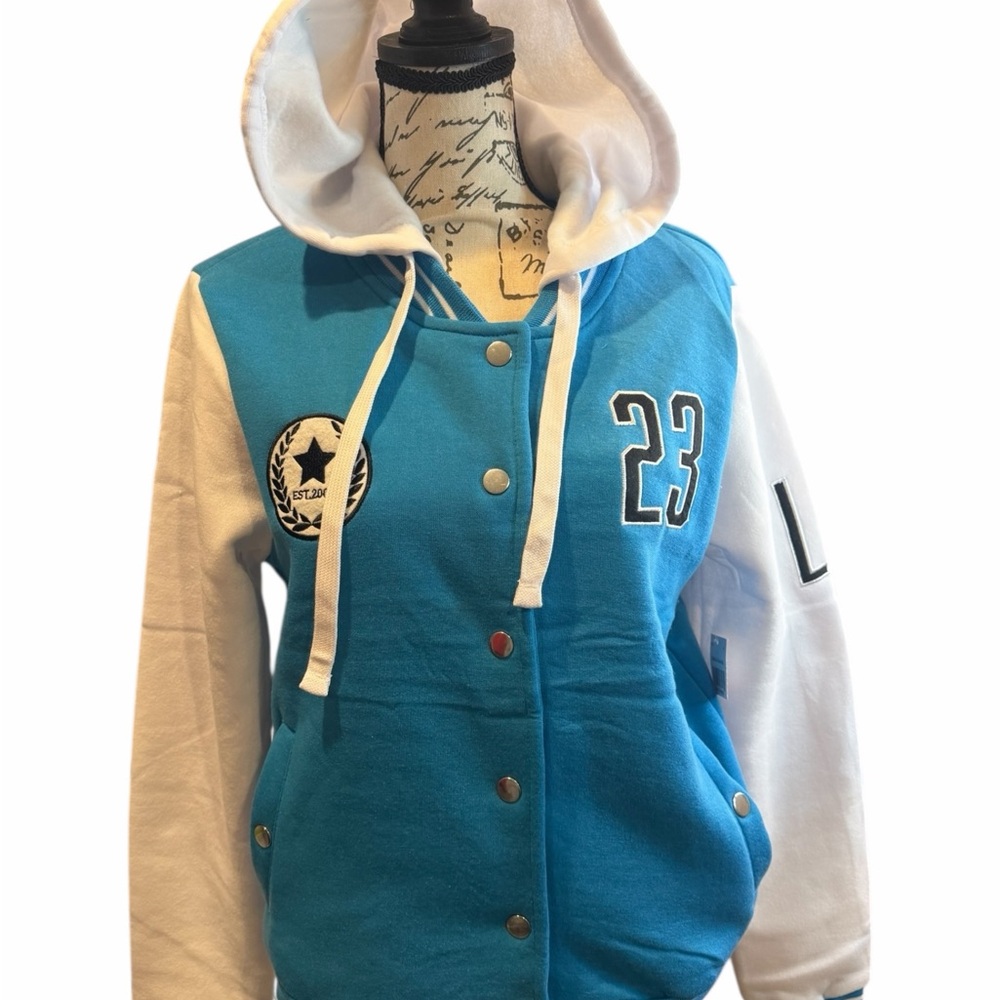 New Look Kids Blue and White Varsity Jacket - Picture 7 of 7